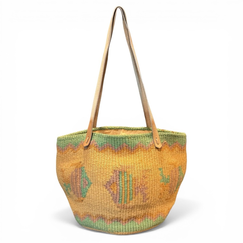 Vintage Bag Bazaar Boho Woven Tapestry Tote
Southwestern Market Bag Leather